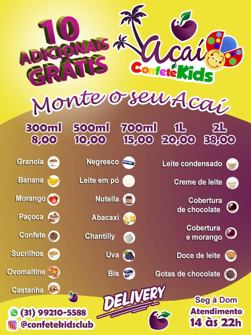 Confete Kids - Açaí e Caldos