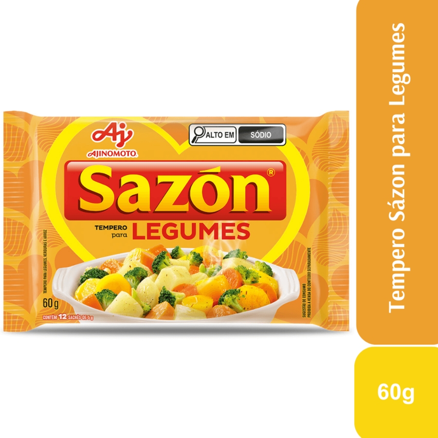 Tempero em Pó Amarelo Legumes Sazón 60g - Nagumo Express - Mogi