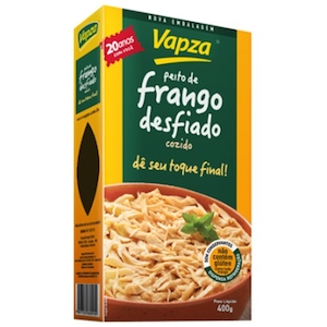 Peito de Frango Vapza Desfiado e Cozido Caixa 400g