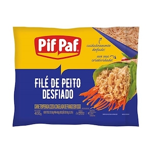 Filé de Peito de Frango Cozido e Desfiado Pif Paf Embalagem 400g