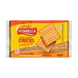 Biscoito Cream Cracker Crocks Tradicional Vitarella 350g