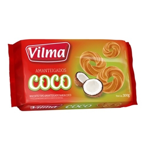 Biscoito Doce Vilma Amanteigado Coco Embalagem 300g