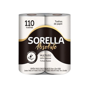 Toalha Papel Sorella19x22cm Embalagem 2 Rolos
