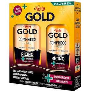 Kit Shampoo 275ml + Condicionador 175ml Niely Gold Cabelos Compridos e Fortes