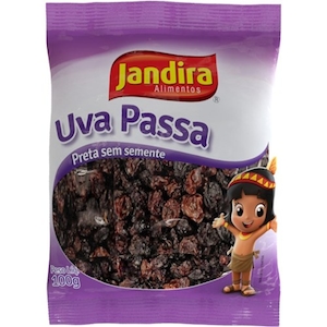 Uva Passas Preta Jandira sem Semente Embalagem 100g