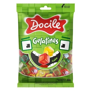 Bala de Gelatina Docile Gelatines Cubo Embalagem 80g