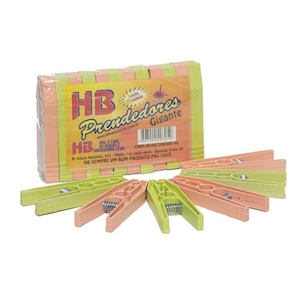 Prendedor Roupa Gigante Plástico Hb 12un