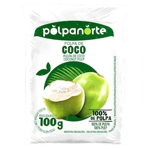 Polpa de Coco Congelada Polpa Norte Embalagem 100g