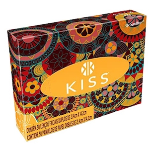 Lenço Facial Kiss Folha Dupla Caixa 50 Lenços Embalagens Sortidas