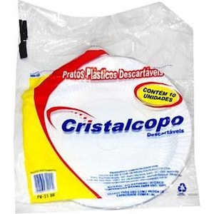 Prato Descartável Cristalcopo Branco 21cm Embalagem 10 Un