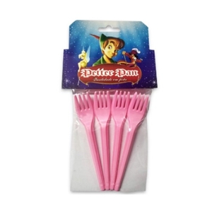 Garfo Plástico Rosa Petter Pan