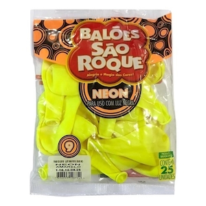 Balão São Roque 9.0 Liso Neon Amarelo 25un