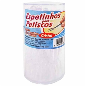 Espeto Plastilânia Cristal com Pote 50un