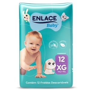 Fralda Descartável Jumbinho Tamanho Xg Enlace Baby 12un