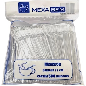 Mexedor Descartável Cristal para Drinque 11cm Mexa Bem 500un