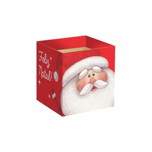 Cachepot Quadrado Turma de Natal Vermelho Albano 11x11x11cm