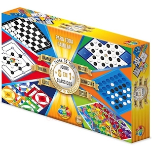 Jogo de Tabuleiro 6 Jogos em 1 Clube do Jogo Multicor Ggb Plast
