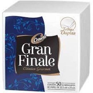 Guardanapo de Papel Folha Dupla Coquetel Gran Finale Clássico Gourmet 22,5cm X 23cm Pacote 50 Unidades