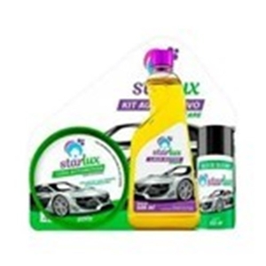Kit Auto Limpeza Automotiva Shampoo 500ml+Cera com Silicone 200g+Óleo com Silicone 100ml Starlux