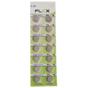 Pilha Bateria Botão Lr43/Ag12 Blister Flex 1.5v com 14un