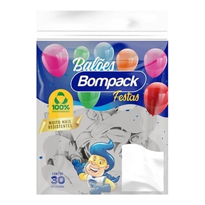 Balão de Látex N7 Branco Bompack 30un