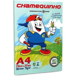 Papel Sulfite Verde Chamequinho A4 21x29,7cm Embalagem 100 Folhas