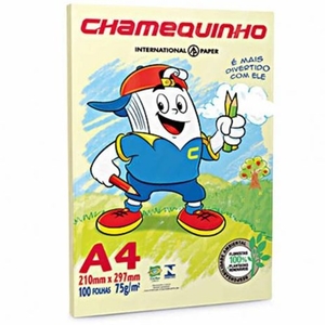 Papel Sulfite Chamequinho A4 Amarelo 100 Folhas