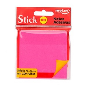 Bloco Molin Notas Adesivas Neon Magenta com 100un