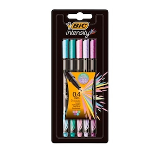 Kit Caneta Intensity 0.4mm Ponta Dupla Coloridas Bic 5 Peças