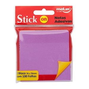 Bloco de Notas Adesivas Neon 76mm X 76mm Molin 100 Folhas