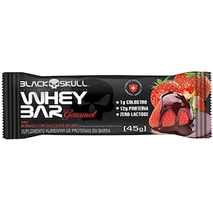 Barra de Proteína Whey Bar Sabor Morango com Chocolate Black Skull 45g