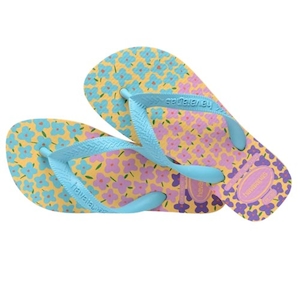 Chinelo Havaianas Kids Flores Amarelo Cajá Azul 31/32