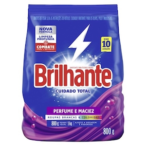 Lava Roupas em Pó Roupas Brancas e Coloridas Cuidado Total Brilhante 800g