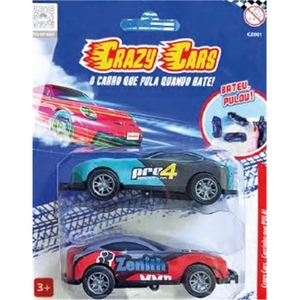 Carrinhos Crazy Cars Pula Quando Bate com 2un