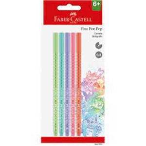 Caneta Faber Castell Fine Pen Pop 5 Cores Tom Pastel