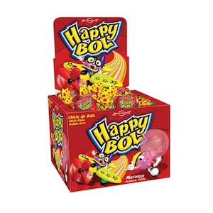 Bala Chiclete Sabor Morango Happy Bol 46un com 3g