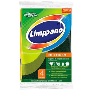 Esponja Multiuso Limpeza Pesada Limppano Pacote 4un