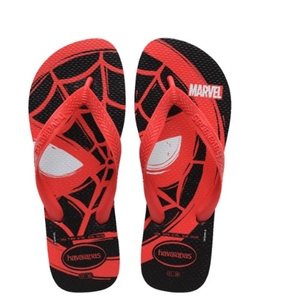 Chinelo Havaianas Top Marvel Logomania Preto e Vermelho Rubi Nº33/34
