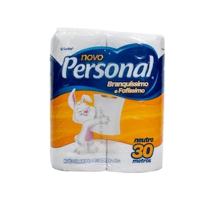 Papel Higiênico Branquíssimo e Fofíssimo Folha Simples 30m Personal 4 Rolos