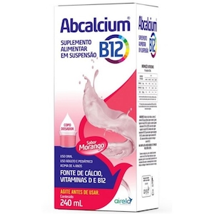 Abcalcium B12 de Suspensão de Uso Oral Sabor Morango Airela Caixa com 1 Frasco com 240ml