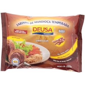 Farofa de Mandioca Temperada Deusa Bacon Pacote 250g