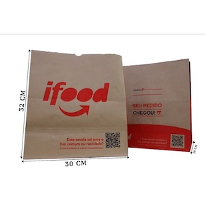 Saco Kraft Natural sem Alça Ifood 30x32x19cm Caixa com 100un