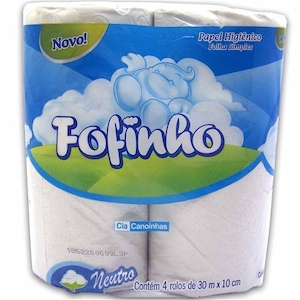 Papel Higiênico Fofinho Folha Simples Neutro com 4 Rolos