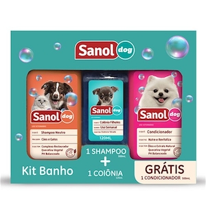 Kit para Cães Shampoo Sanol Dog 500ml + Colônia Sanol Dog 120ml + Condicionador Sanol Dog 500ml