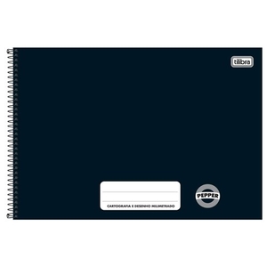 Caderno de Cartografia e Desenho Pepper Capa Dura Preta Tilibra com 80 Folhas