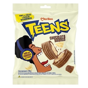 Biscoito Doce Recheado Teens de Chocolate Branco Marilan 80g