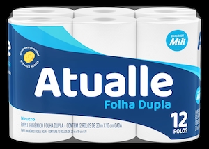 Papel Higiênico Folha Dupla Neutro Max 20mx10cm Atualle com 12 Rolos