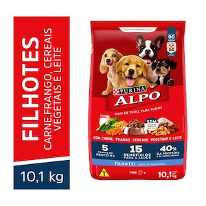 Ração Seca para Cães Filhotes Receitas Caseiras Sabor Carne, Leite e Cereais Alpo 10,1kg