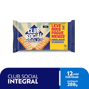Biscoito Integral Tradicional Leve Mais e Pague Menos Club Social 288g