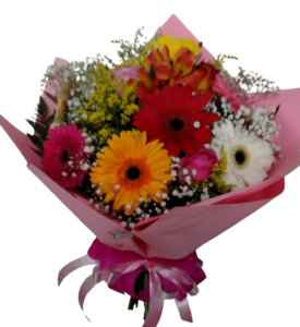 Buquê Com Flores Mistas Gerberas + Flores